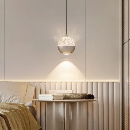 Modern Globe Clear Metal Adjustable Pendant Light for Bedroom