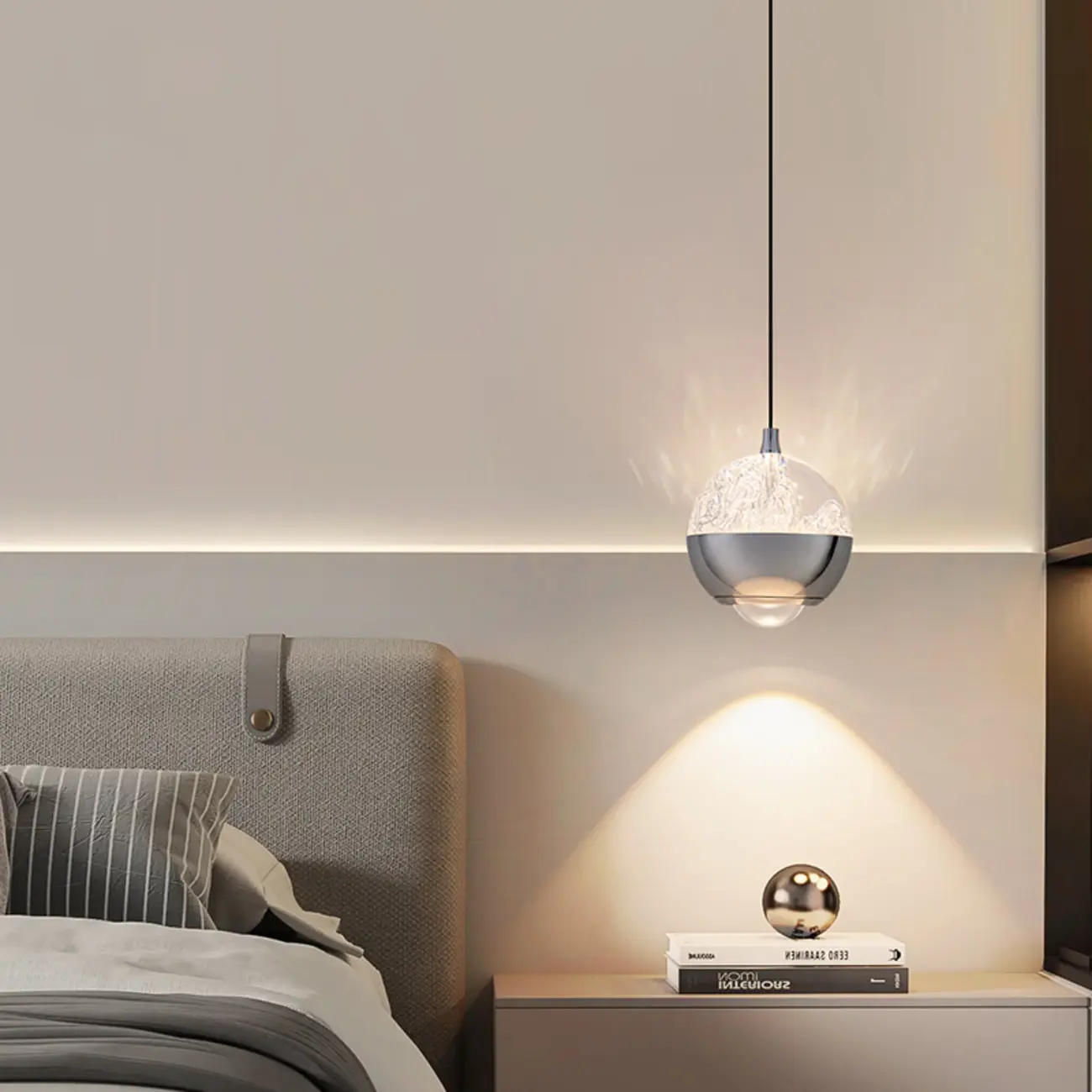 Modern Globe Clear Metal Adjustable Pendant Light for Bedroom | homeyfad