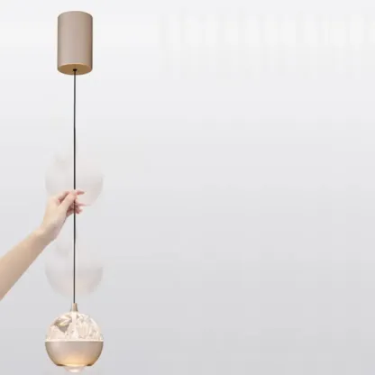 Modern Globe Clear Metal Adjustable Pendant Light for Bedroom