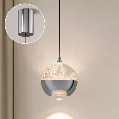 Modern Globe Clear Metal Adjustable Pendant Light for Bedroom