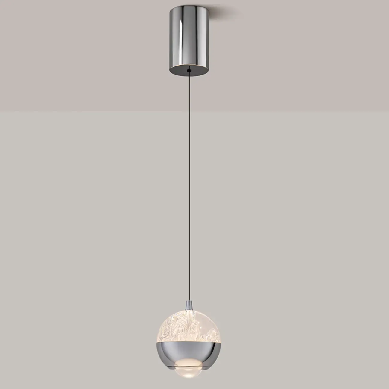 Modern Globe Clear Metal Adjustable Pendant Light for Bedroom