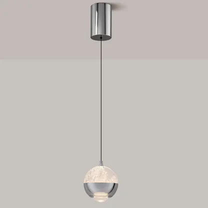 Modern Globe Clear Metal Adjustable Pendant Light for Bedroom