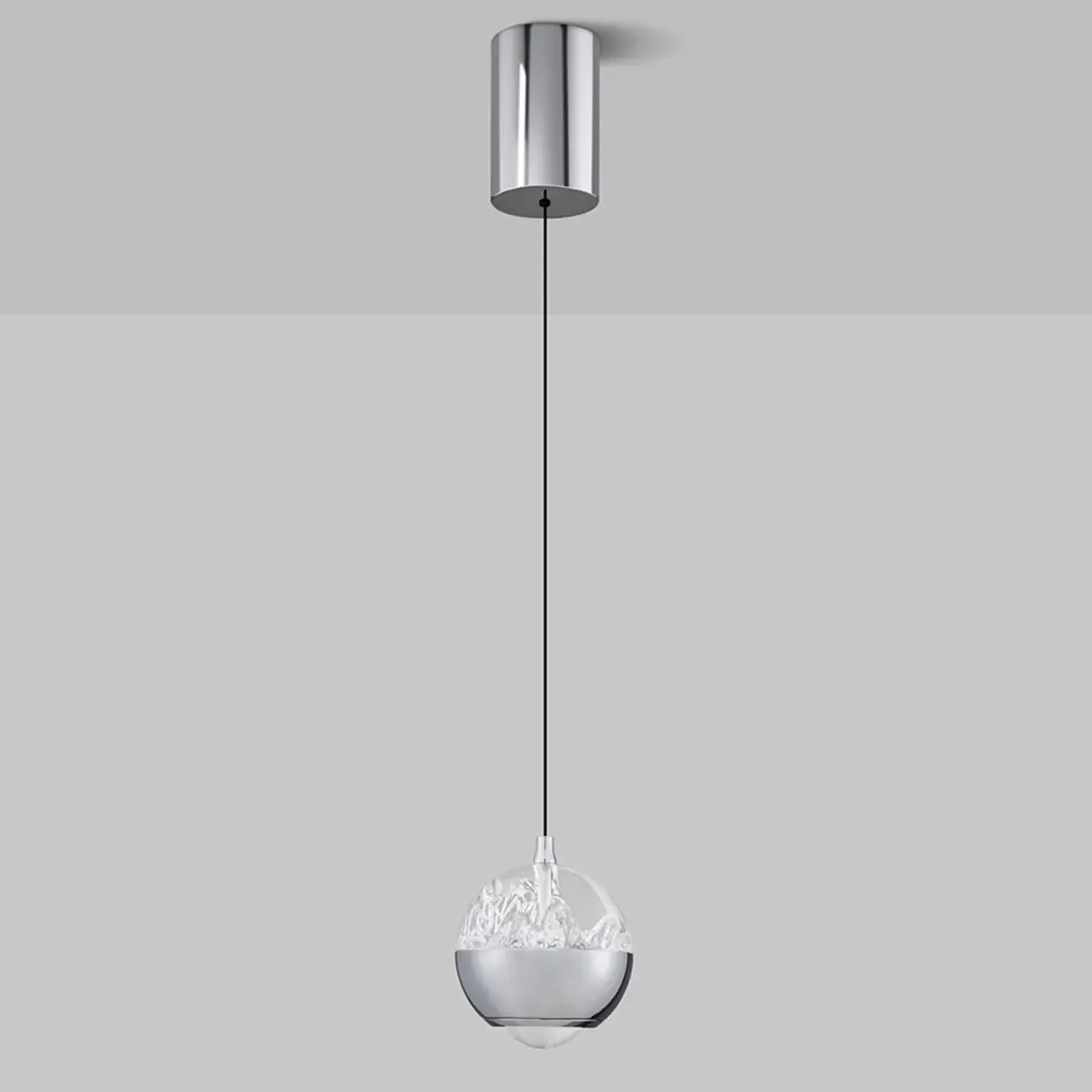 Modern Globe Clear Metal Adjustable Pendant Light for Bedroom