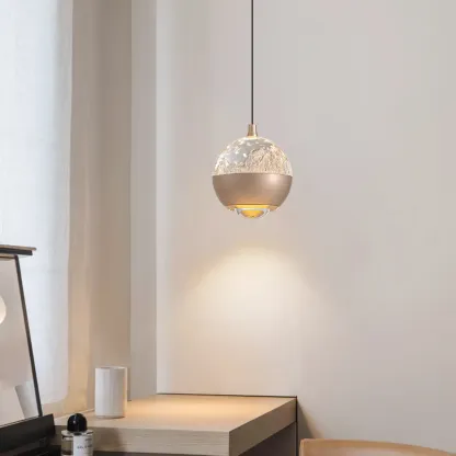 Modern Globe Clear Metal Adjustable Pendant Light for Bedroom