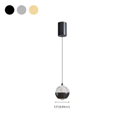 Modern Globe Clear Metal Adjustable Pendant Light for Bedroom