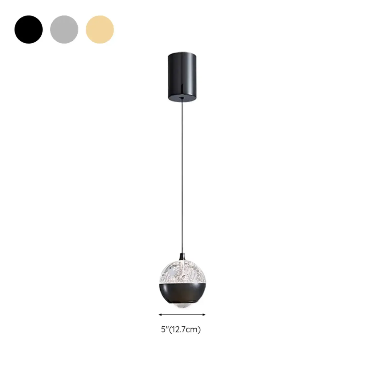 Modern Globe Clear Metal Adjustable Pendant Light for Bedroom