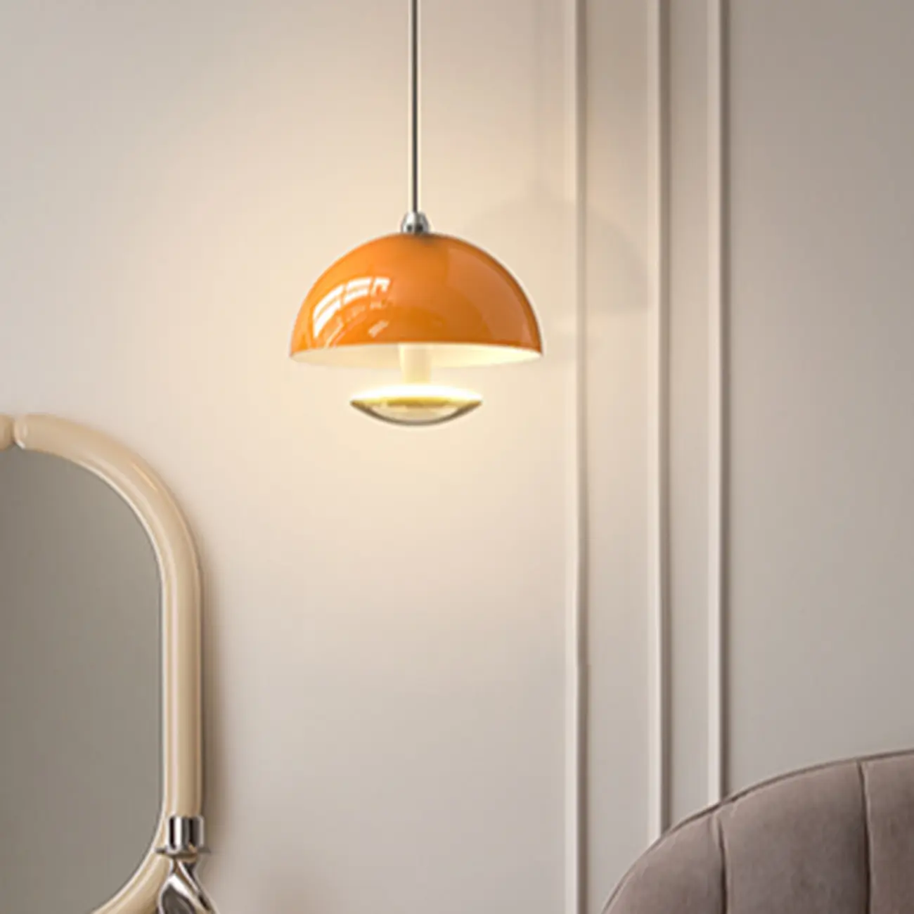 Modern Dimmable LED Pendant Light Metal Round for Bedroom Image - 4 | homeyfad