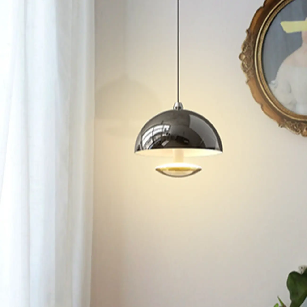 Modern Dimmable LED Pendant Light Metal Round for Bedroom Image - 3 | homeyfad