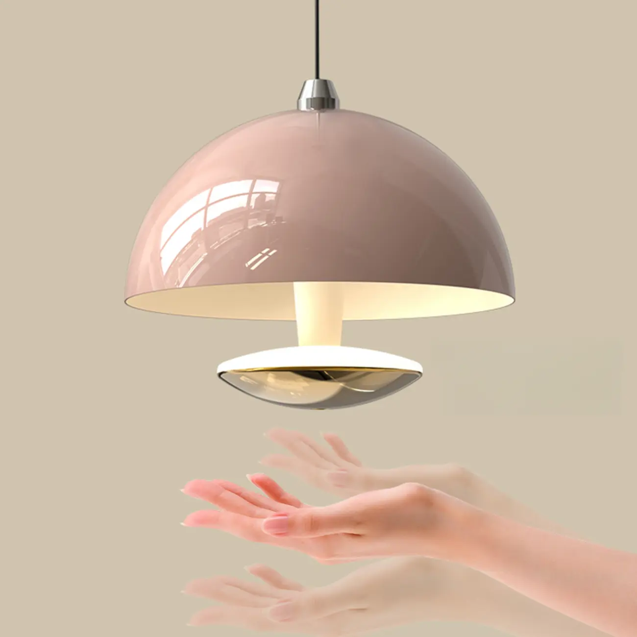 Modern Dimmable LED Pendant Light Metal Round for Bedroom Image - 17 | homeyfad