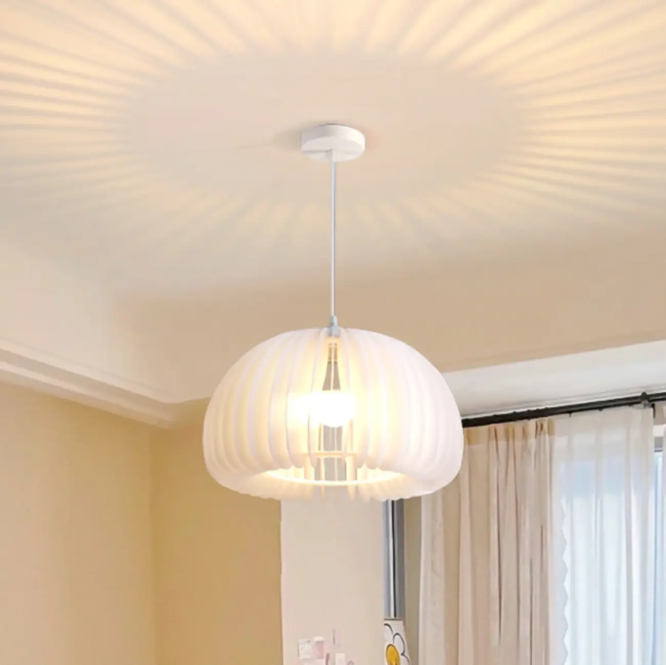 Modern White Acrylic Pendant Light for living Room Image - 2 | homeyfad