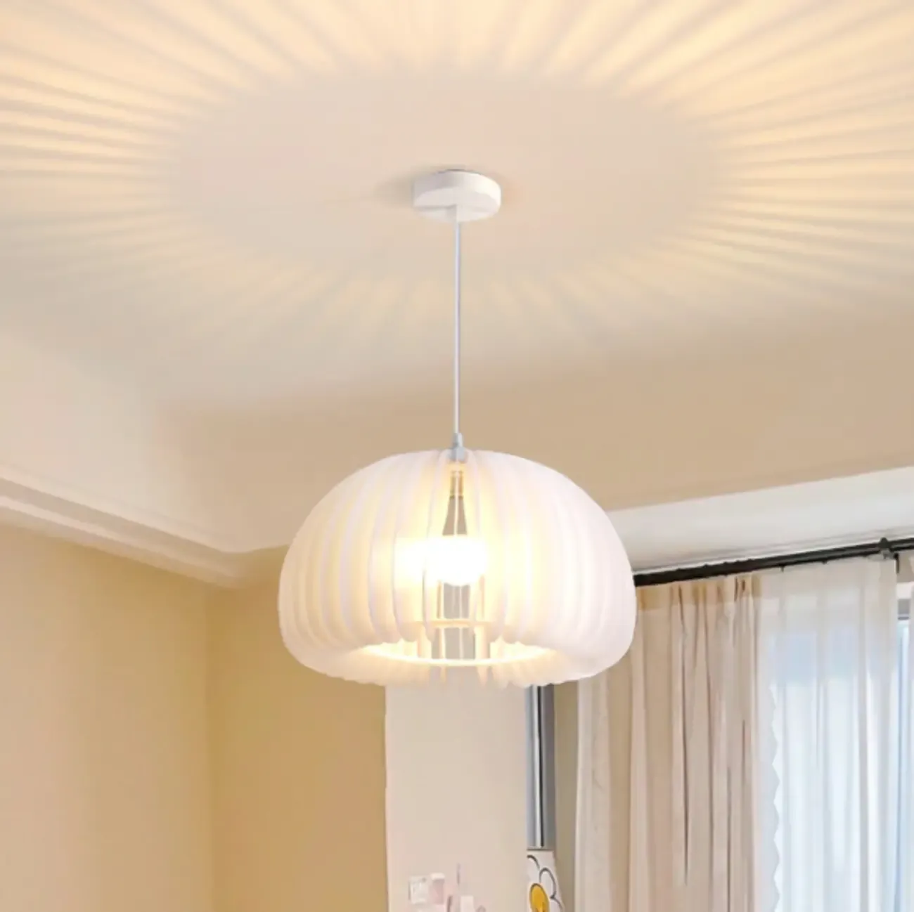 Modern White Acrylic Pendant Light for living Room Image - 2