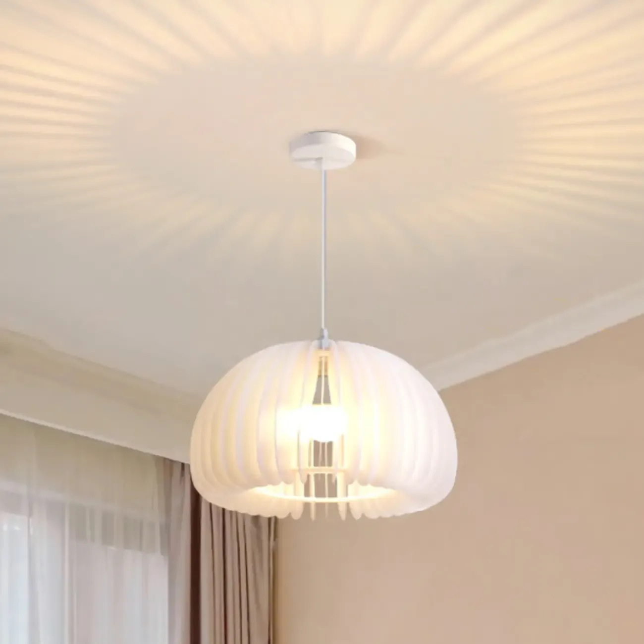 Modern White Acrylic Pendant Light for living Room Image - 3