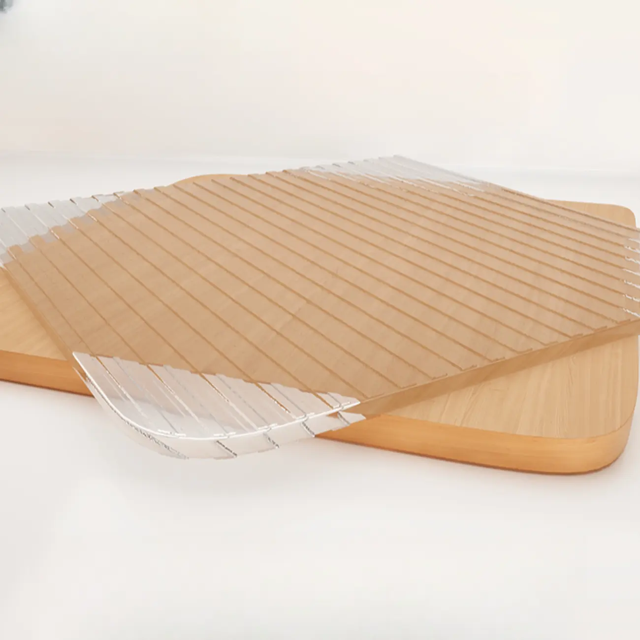 Cubic Glass Top Rubberwood Open Storage Nightstand with Light Image - 10 | homeyfad