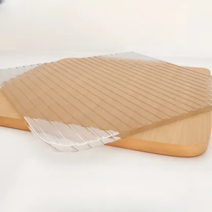 Cubic Glass Top Rubberwood Open Storage Nightstand with Light Image - 10