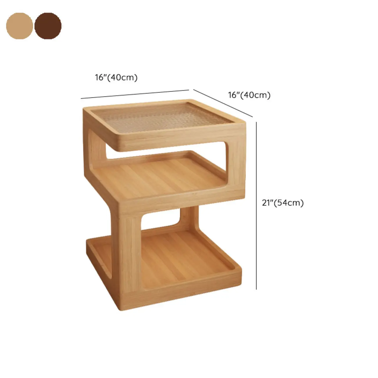 Cubic Glass Top Rubberwood Open Storage Nightstand with Light Image - 18 | homeyfad