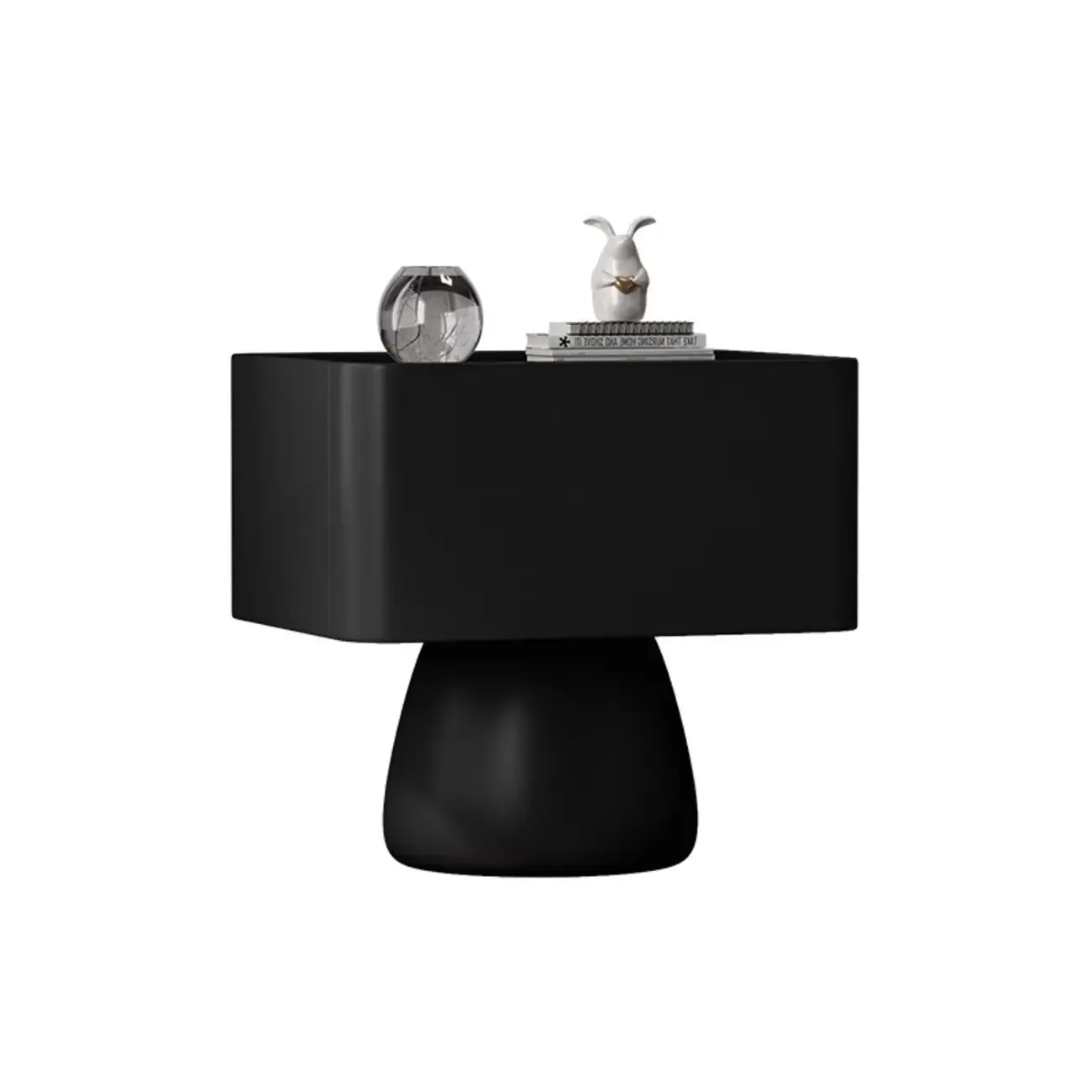 Art Decor Glass Top Beige Wood Drawer Nightstand Image - 10