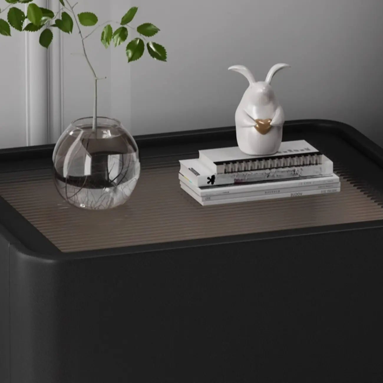 Art Decor Glass Top Beige Wood Drawer Nightstand Image - 12 | homeyfad