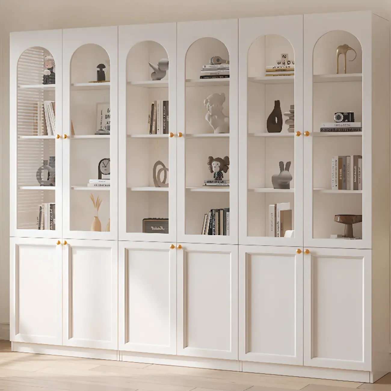 Modern Reclaimed Wood Bookcase with Glass Doors Image - 1