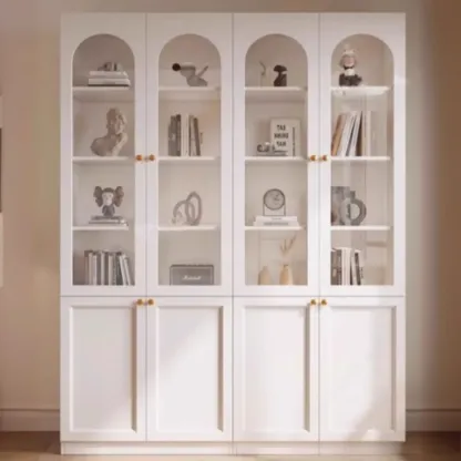 Modern Reclaimed Wood Bookcase with Glass Doors Image - 2