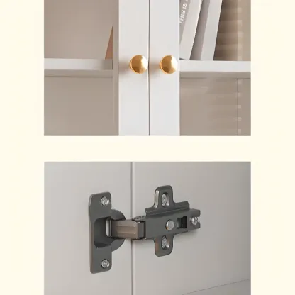 Modern Reclaimed Wood Bookcase with Glass Doors Image - 8