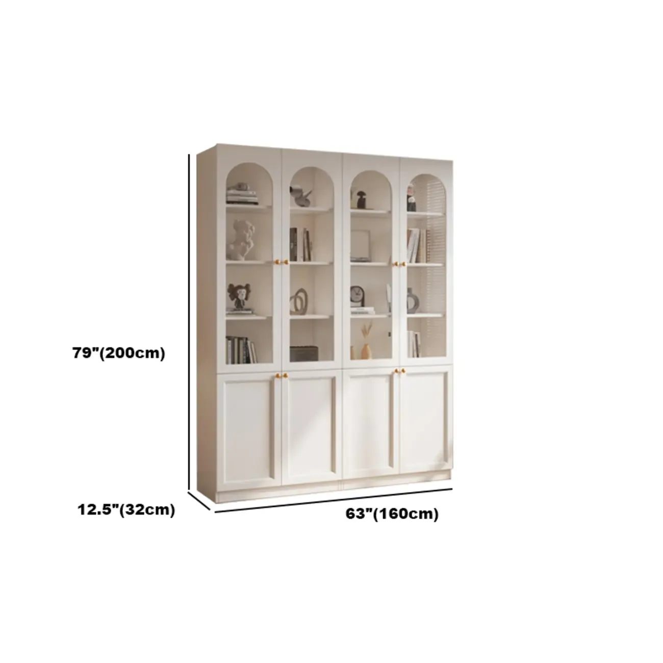 Modern Reclaimed Wood Bookcase with Glass Doors Image - 15