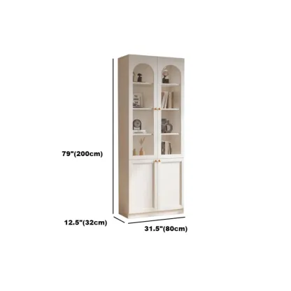 Modern Reclaimed Wood Bookcase with Glass Doors Image - 17