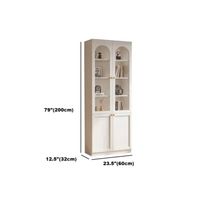 Modern Reclaimed Wood Bookcase with Glass Doors Image - 18