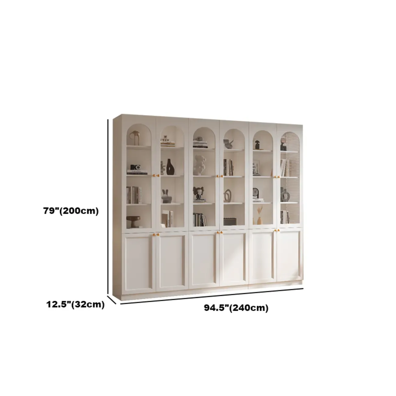 Modern Reclaimed Wood Bookcase with Glass Doors Image - 19