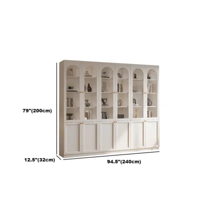 Modern Reclaimed Wood Bookcase with Glass Doors Image - 19