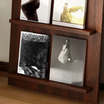 Shallow Simple 3-Shelf Ached Wood Bookcase with Closed Back Image - 8