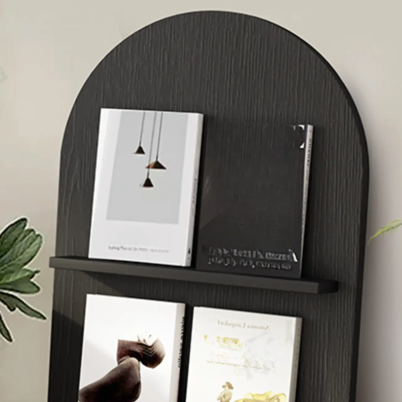 Shallow Simple 3-Shelf Ached Wood Bookcase with Closed Back Image - 9 | homeyfad