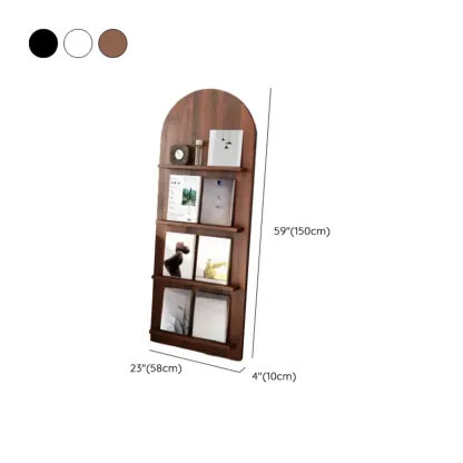 Shallow Simple 3-Shelf Ached Wood Bookcase with Closed Back Image - 14