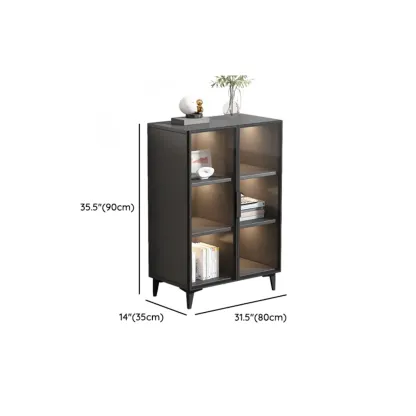 Rectangular Black Metal Glass Door Cabinet Bookcase #size