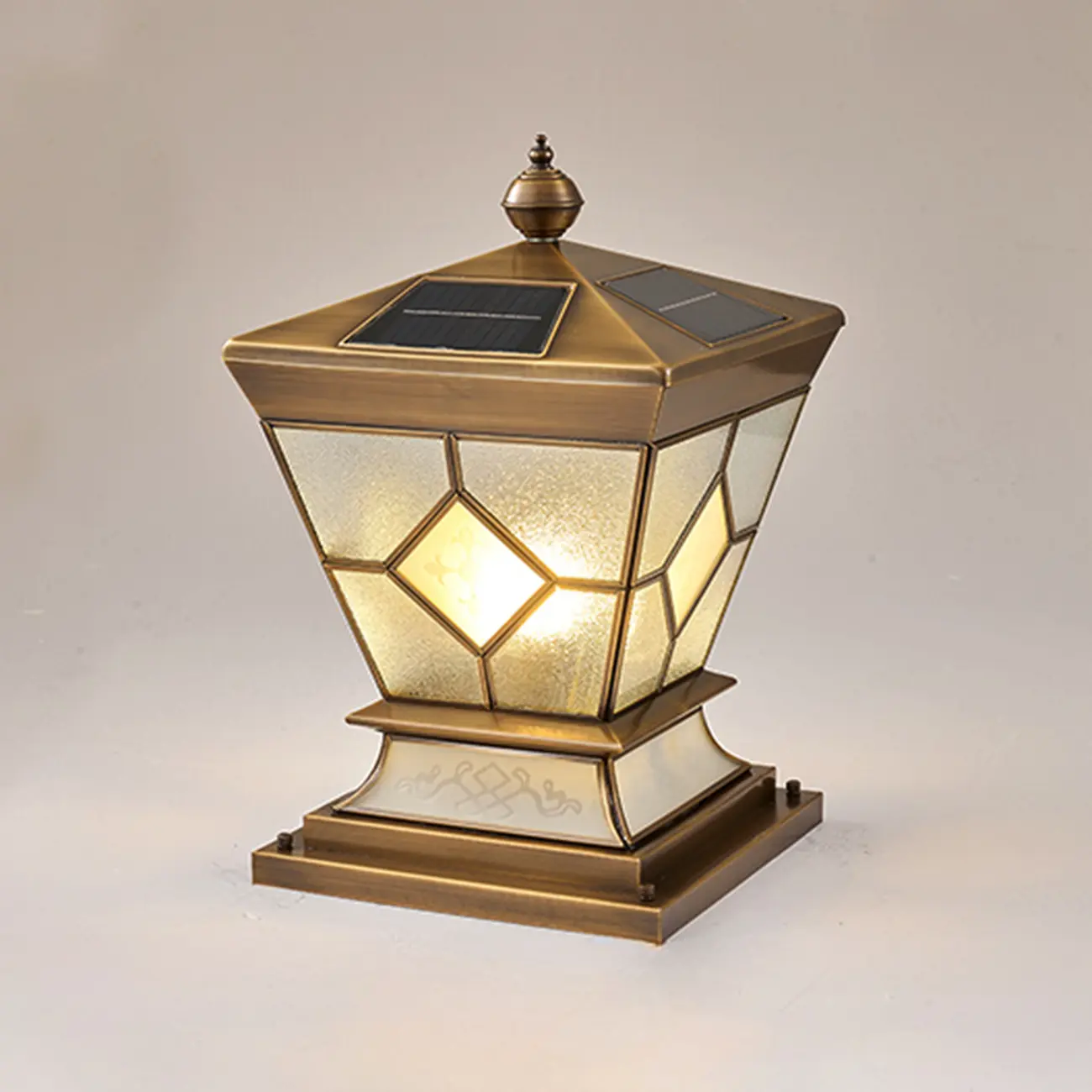 Vintage Bronze Solar Square Post Cap Light for Outdoor | homeyfad