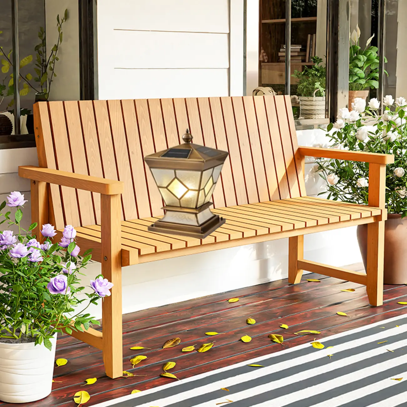 Vintage Bronze Solar Square Post Cap Light for Outdoor | homeyfad