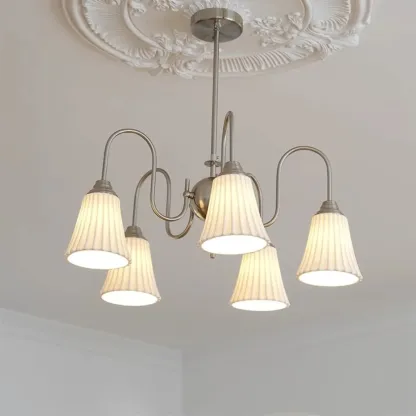 Modern Metal Chandelier with Elegant Shades for Living Room Image - 1