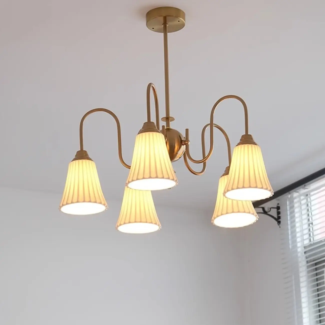 Modern Metal Chandelier with Elegant Shades for Living Room Image - 2 | homeyfad