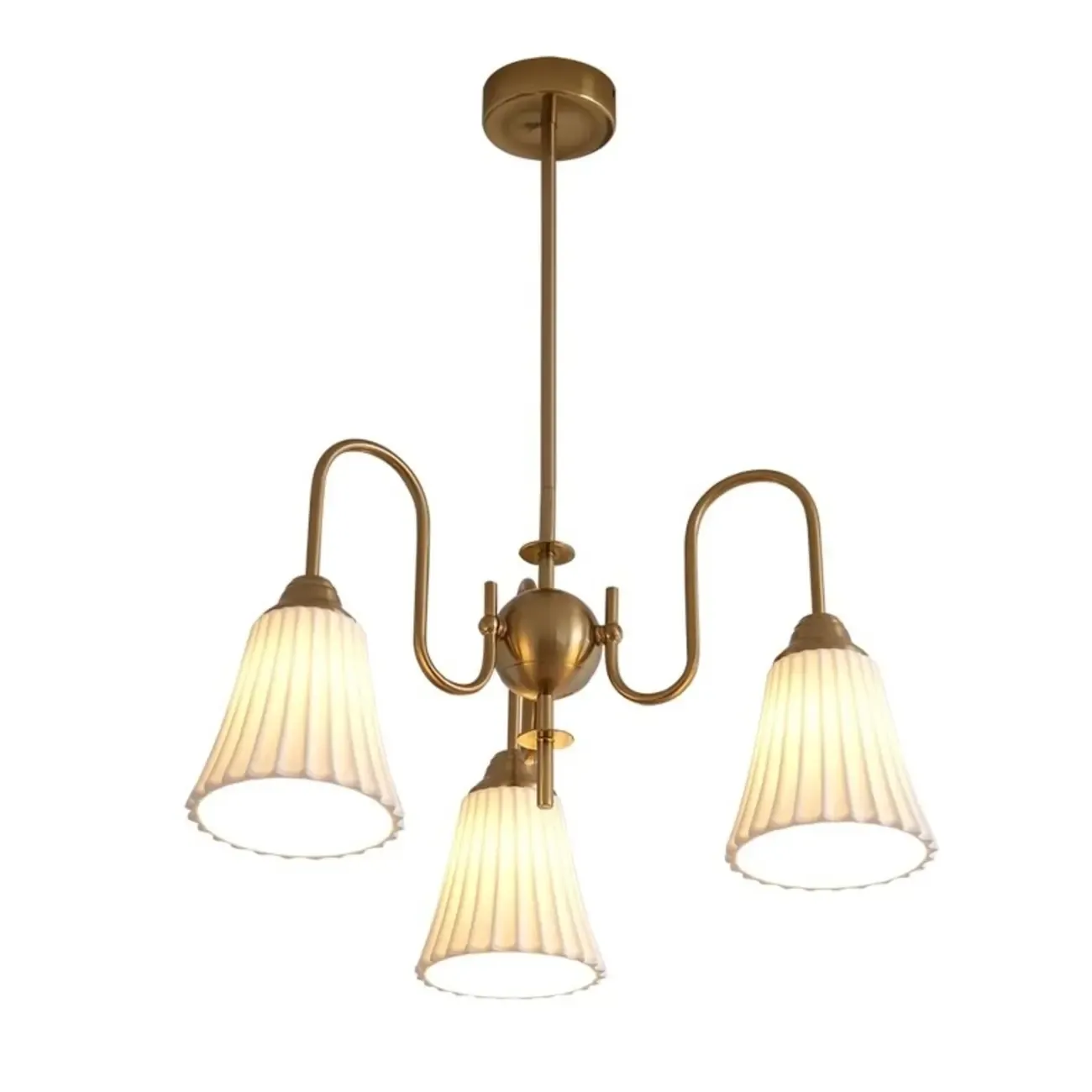 Modern Metal Chandelier with Elegant Shades for Living Room Image - 8