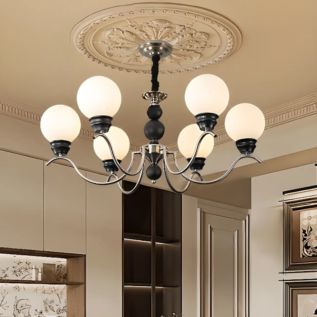Modern Globe Iron Chandelier for Dining Room Image - 3