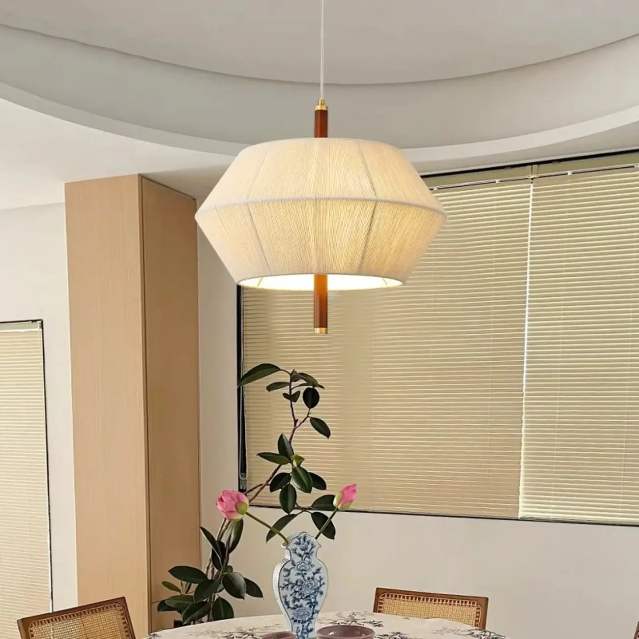 Modern Woven Fabric Dining Room Pendant Light | homeyfad