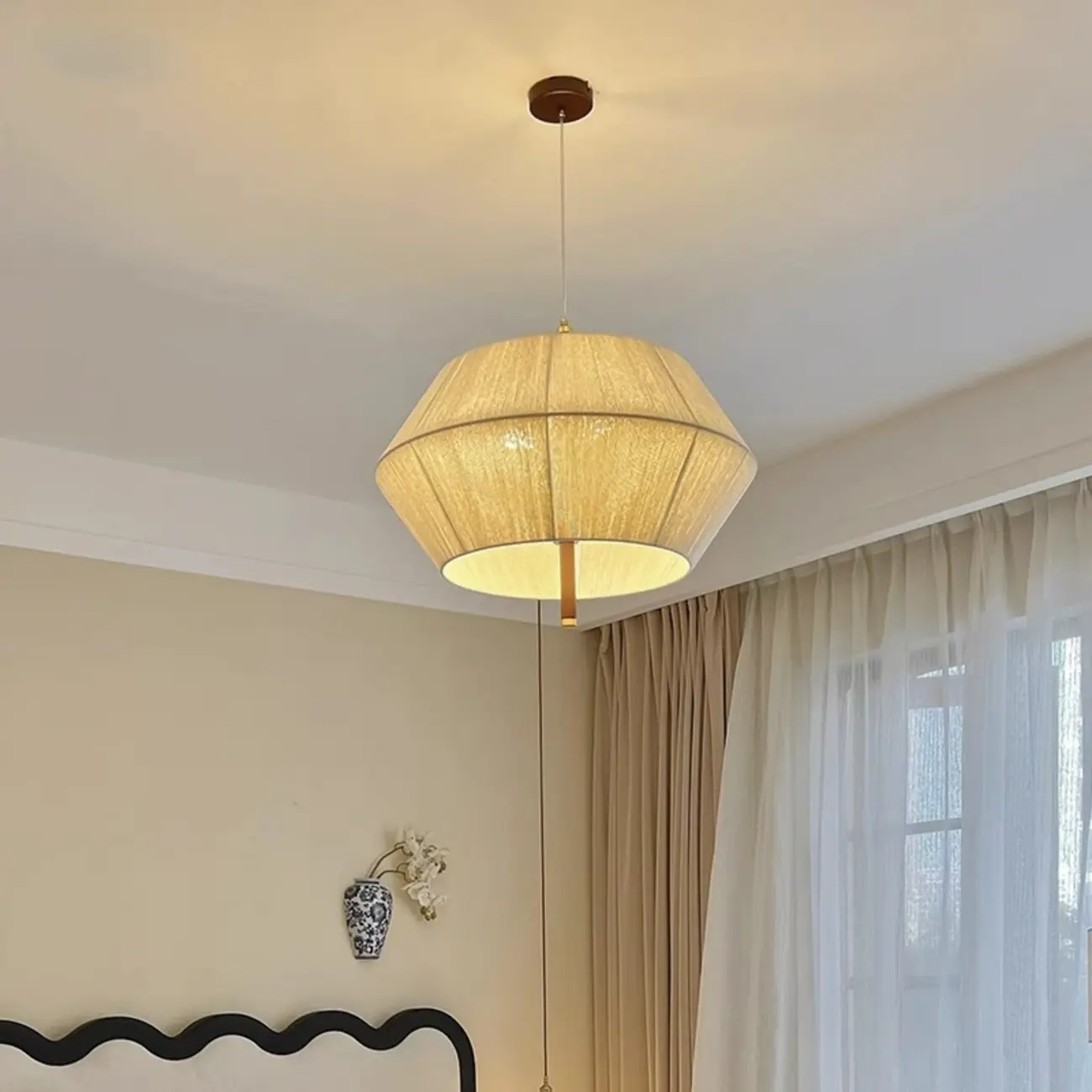 Modern Woven Fabric Dining Room Pendant Light | homeyfad