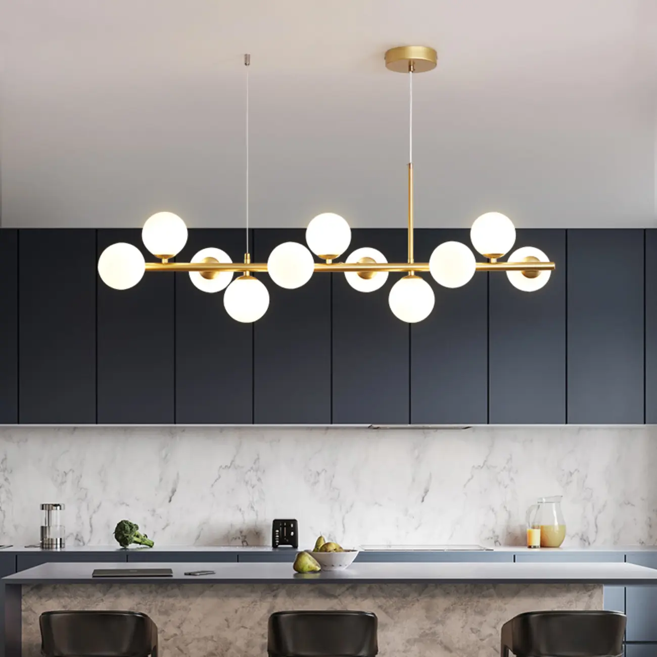 Modern Glass Globe Pendant Light for Kitchen Island | homeyfad