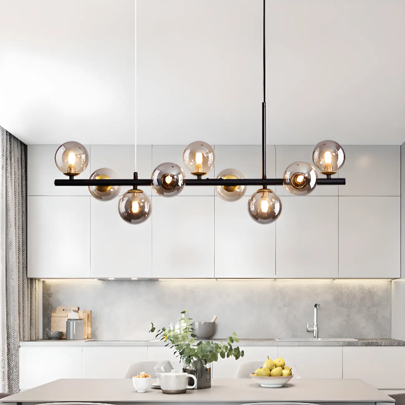 Modern Glass Globe Pendant Light for Kitchen Island | homeyfad