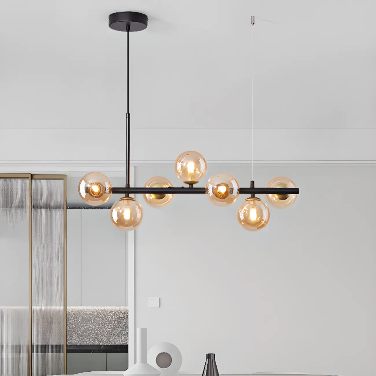 Modern Glass Globe Pendant Light for Kitchen Island | homeyfad