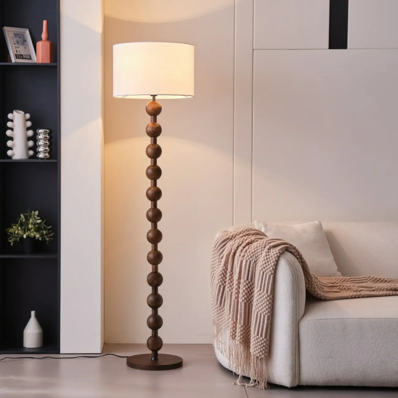 Modern Wooden Floor Lamp Plug-In for Living Room Image - 1 | homeyfad