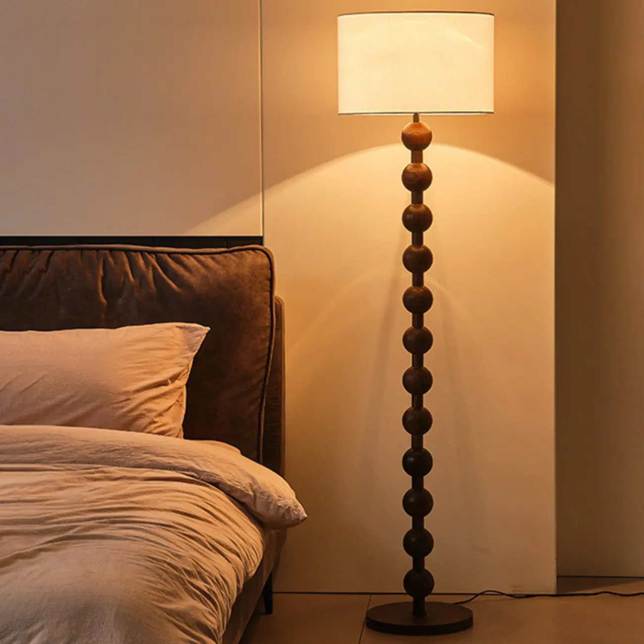 Modern Wooden Floor Lamp Plug-In for Living Room Image - 3 | homeyfad