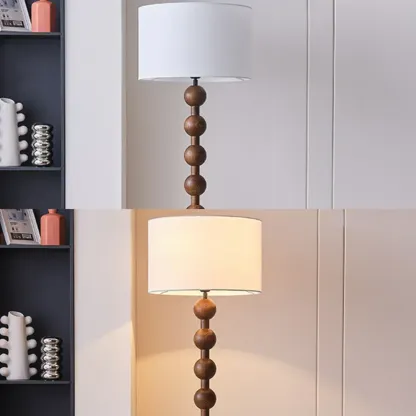 Modern Wooden Floor Lamp Plug-In for Living Room Image - 7