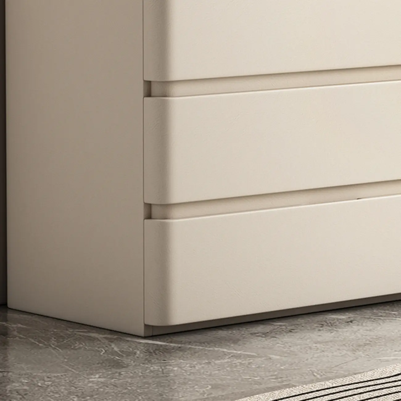 Rectangle Stone Top Wooden 3-Drawer Nightstand Image - 15 | homeyfad