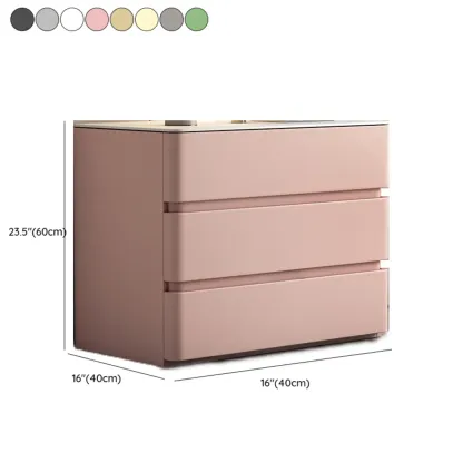 Rectangle Stone Top Wooden 3-Drawer Nightstand #size