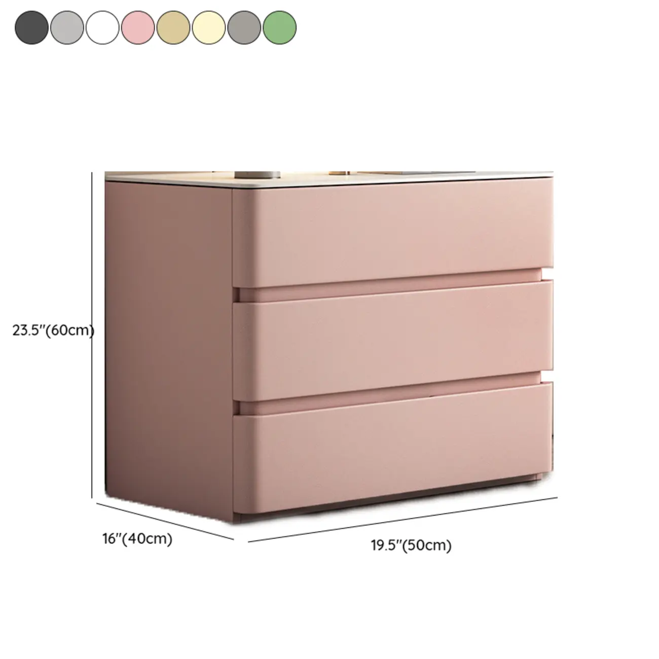 Rectangle Stone Top Wooden 3-Drawer Nightstand Image - 19 | homeyfad